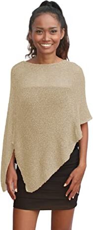 Unique Poncho Coprispalle da Donna Elegante da Cerimonia o Sera Poncho Donna in Rete di Viscosa Termica con Essenza di Fiore di Ciliegio (Avorio)