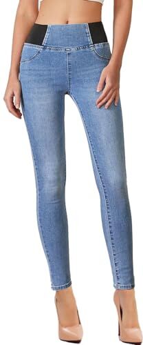 Toocool Jeans Donna Vita Alta Pantaloni Jeggings Skinny Slim Aderenti Sexy Nuovi W0330 [S,Blu]