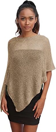 Unique Poncho Coprispalle da Donna Elegante da Cerimonia o Sera Poncho Donna in Rete di Viscosa Termica con Essenza di Fiore di Ciliegio (Sabbia Oro)