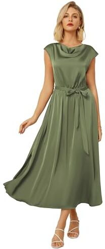 GRACE KARIN Donna Elegante Abito Senza Manica con Fiocco Tessuti di Alta qualità Vestito Sera Verde S