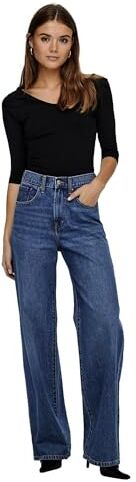 Only ONLHOPE Ex HW Wide DNM ADD465 Noos Jeans, Media Blu Denim, 30W / 32L da Donna