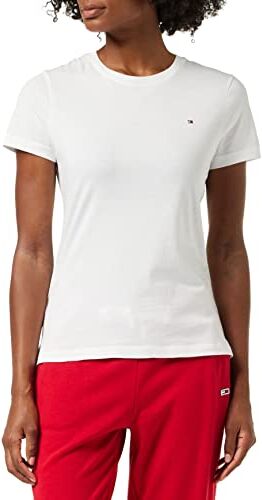 Tommy Hilfiger T-shirt Maniche Corte Donna Heritage Scollo Rotondo, Bianco (Classic White), XS