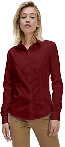 Gilby Park Madison slim fit,Camicetta da donna chic ed elegante aderente,Camicia Bucheron a maniche lunghe in cotone Oeko-Tex con stretch, camicetta top per affari e tempo libero, rosso, S