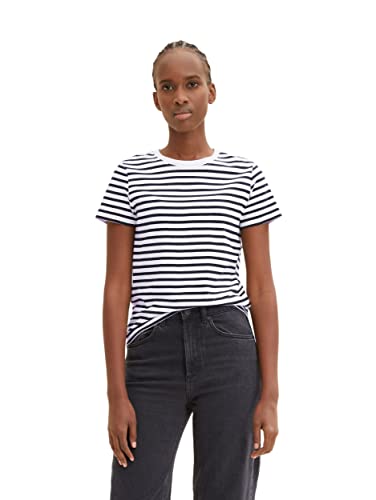 TOM TAILOR Denim Le signore Maglietta , 31641 White Black Stripe, XL