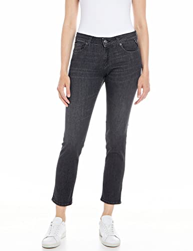 Replay Jeans Donna Faaby Slim Fit in Denim Comfort, Nero (Black 098), W26 x L28