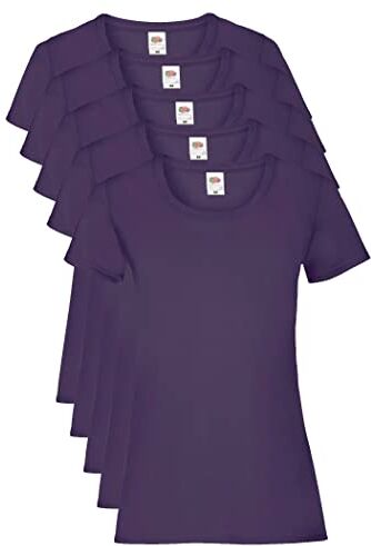 Fruit of the Loom Valueweight 5 Pack, T-Shirt Donna, Viola (Purple PE), M