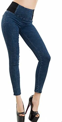 Toocool Jeans Donna Pantaloni Skinny Vita Alta Elasticizzati Cintura W0330 [S,Blu Scuro]