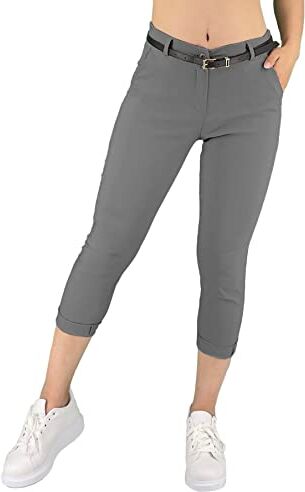 JOPHY & CO. Pantalone Donna Chino 3/4 con Cintura (cod. 3013) (Grigio Scuro, 2XL)