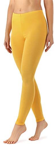 Merry Style Leggings Lunghi Donna in Viscosa con Elastan Ampia Pantaloni Donna Banda Elastica Leggins Donna per Casa Palestra Tempo Libero MS10-143 (Giallo, M)