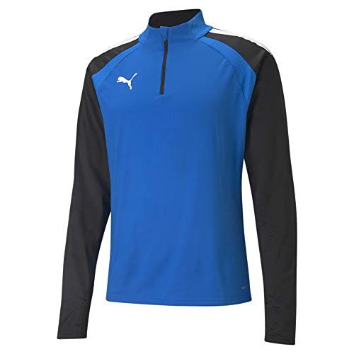 Puma 4063699456141 teamLIGA 14 Zip Top Maglione, M, Electric Blue Lemonade/ Black