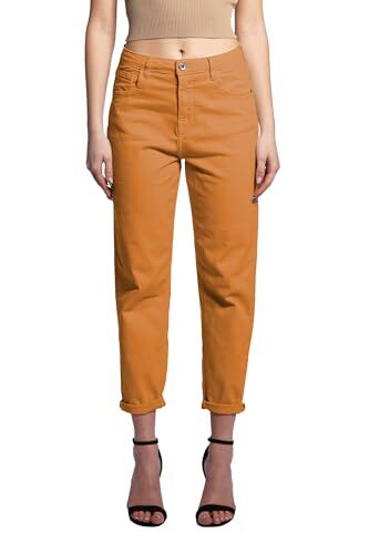 JOPHY & CO. Pantalone Jeans Denim Donna Cinque Tasche in Cotone Elasticizzato (cod.1372) (Arancione, L)
