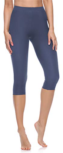 Merry Style Leggings Donna 3/4 Pantaloni Capri Morbidi e Confortevoli Leggins Donna in Cotone Traspirante Elastici e Delicati sulla Pelle Sensibile MS10-199 (Jeans,XL)