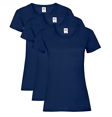 Fruit of the Loom Valueweight T-Shirt Confezione da 3 T-Camicia, Blu (Navy), 40 Donna