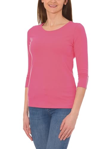 Alkato T-Shirt da Donna a Maniche a 3/4 con Scollo Tondo, Rosa Antico, XXL