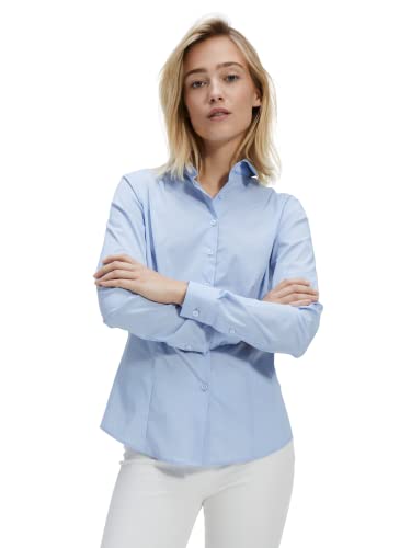 Gilby Park Blusa Donna Elegante Slim Fit S Camicia Donna Manica Lunga Blu in Cotone Stretch Facile Stiratura Camicie Eleganti Ideali da Lavoro e Casual