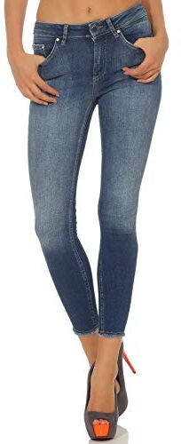 Only Onlblush Mid Ank Raw Jeans Rea1303 Noos Skinny, Blu (Dark Blue Denim), W25/L32 (Taglia Produttore: X-Small) Donna