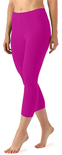 Merry Style Leggings 3/4 Pantaloni Capri Donna MS10-144 (Fucsia, XXL)