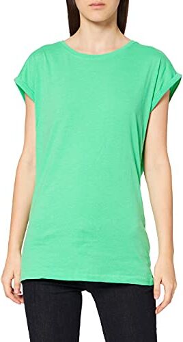 Urban Classics t-shirt da Donna con Manica Arrotolata, Maglietta a Maniche Corte da Donna in Cotone, Tee Shirt con Scollo Rotondo e Spalle Arrotondate, Colore: Rosso Ciliegia, Taglia: XXL