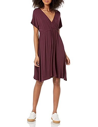 Amazon Essentials Vestito Incrociato (Taglie Forti Disponibili) Donna, Bordeaux, XS