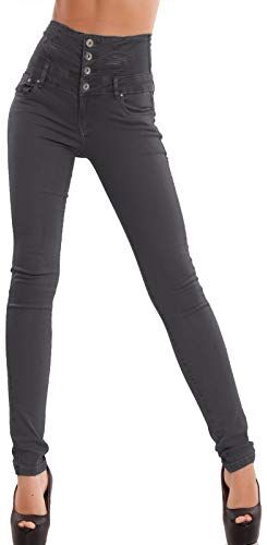 Toocool Jeans Donna Pantaloni Skinny Vita Alta Sigaretta Colorati Elastici Nuovi M5342 [XS,Grigio Scuro]