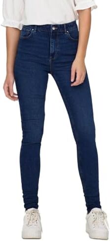 Only Onldruna HW Skinny DNM Pimbox Jeans, Denim Blu Scuro, 32W x 30L Donna