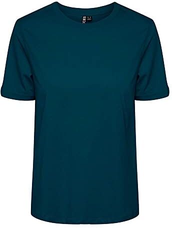 PIECES Pcria SS Fold Up Solid Tee Noos BC T-Shirt, Reflecting Pond, M Donna