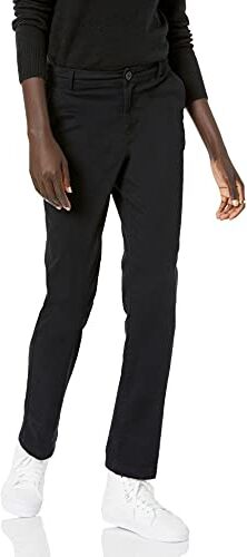 Amazon Essentials Pantaloni Chino Elasticizzati in Twill Taglio Dritto Donna, Nero, 44-46