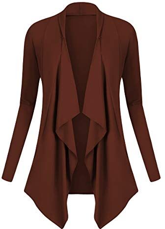 Urban GoCo Donna Cardigan Drappeggiato Aperto Davanti a Maniche Lunghe e Orlo Irregolare Giacca Top (X-Large, Caramello)