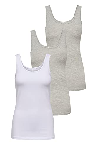 Only Onllive Love Tank Noos, Grigio/Bianco (2 Grigio Chiaro/1 Bianco), XXL