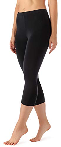 Merry Style Leggings 3/4 Pantaloni Capri Donna MS10-144 (Nero, 3XL)