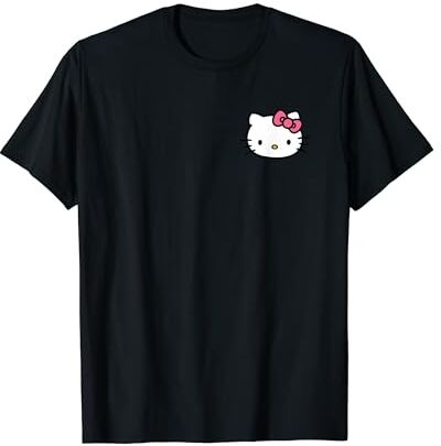 Sanrio Hello Kitty Maglietta con fiocco rosa (davanti e posteriore) Maglietta