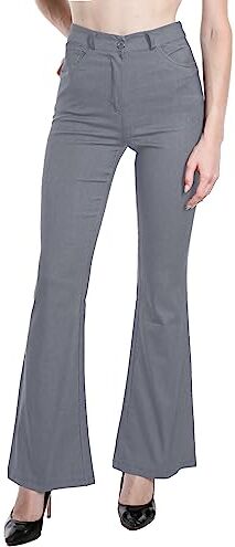 Laphilo Pantaloni da Donna Svasati Effetto Jeans Estensibile Vita Alta Skinny Push up Zampa Elefante Campana in Denim Slim Fit cod.3050 (S, Grigio Scuro)