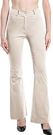 Laphilo Pantaloni da Donna Svasati Effetto Jeans Estensibile Vita Alta Skinny Push up Zampa Elefante Campana in Denim Slim Fit cod.3050 (M, Beige)