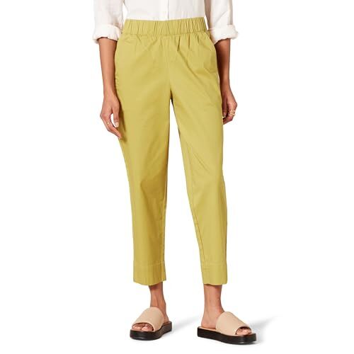 Amazon Essentials Pantaloni Pull-on alla Caviglia a Vita Media in Cotone Elasticizzato dalla vestibilità Comoda Donna, Giallo Scuro, L