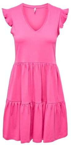 Only Onlmay-Cappello Sleev Fril Dress Box Jrs Noos Vestito, Rosa Shocking, S Donna