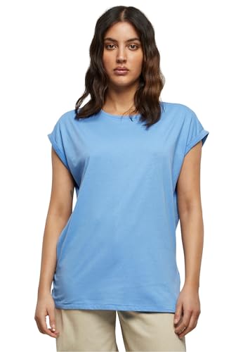 Urban Classics t-shirt da Donna con Manica Arrotolata, Maglietta a Maniche Corte da Donna in Cotone, Tee Shirt con Scollo Rotondo e Spalle Arrotondate, Colore: Rosso Ciliegia, Taglia: XXL