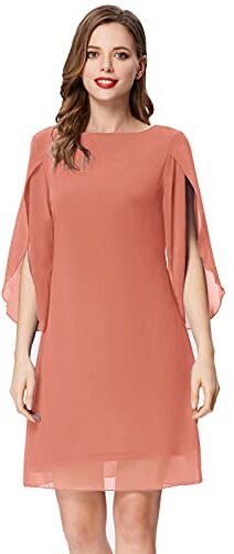 GRACE KARIN Abito da Sera da Sera Midi vestibilità Ampia da Donna Abito Estivo Chiffon Manica 3/4 L Arancione Chiaro