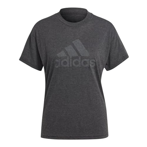 Adidas W WINRS 3.0 Tee, T-Shirt Donna, Black Melange/Grey Four, L