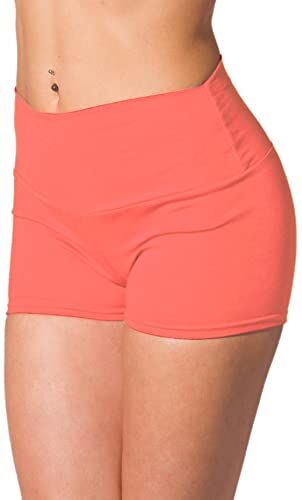 Alkato Pantaloncini Corti Hotpants a Vita Alta da Donna, Coral, 42