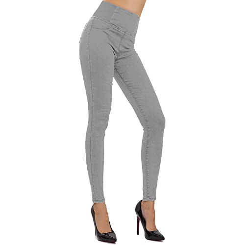 Toocool Jeans Donna Pantaloni Skinny Vita Alta Elasticizzati Cintura W0330 [S,SJ657 Grigio Chiaro]
