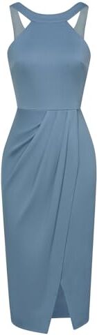 GRACE KARIN Abito lungo aderente da donna a Halter da sera da sposa chic ed elegante, Cl3002-5/Azzurro, M