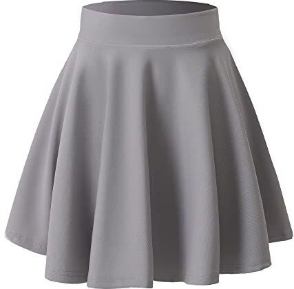 HOEREV Donne Ragazze Svasato Casual Mini Scuola Tennis Skater Casual Gonna Danza con Due Tasche Laterali e Pantaloncini Interni,Grigio con Elastico,3XL