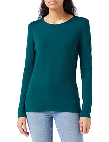 Amazon Essentials T-Shirt Girocollo a Maniche Lunghe con vestibilità Classica (Taglie Forti Disponibili) Donna, Verde Scuro, S