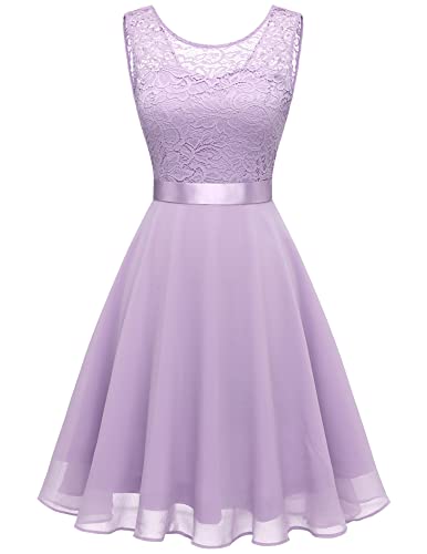 Berylove Abiti da Cocktail Corto Pizzo Chiffon Elegante Abito da Sposa da Sera per Banchetti