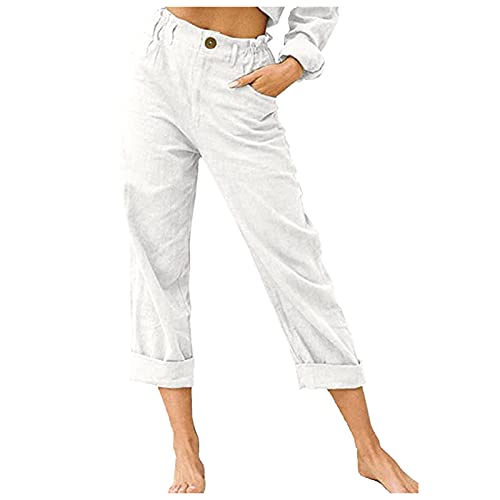 KEERADS Pantaloncini Tennis Corto Pantaloni cordino elastico in cotone pantaloni casual schiena donna pantaloni biancheria pantaloni pantaloni vita pantaloni jeans vita alta di grandi dimensioni (White-e, XL)