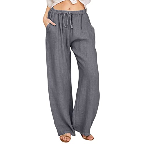 KEERADS Pantaloncini Da Bagno Corto Donne Casual tinta unita pantaloni pantaloni cotone mix coulisse elastico tasca lunga gamba larga pantaloni Leggings Gravidanza (Grey-1, XL)