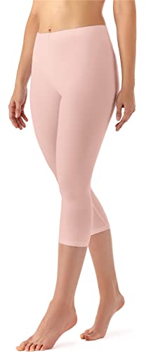 Merry Style Leggings 3/4 Pantaloni Capri Donna (Rosa Cipria, XS)