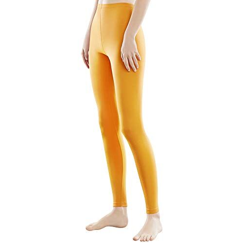 Libella Donne Lungo Leggings colorato Pantaloni con Vita Alta vestibilità Slim Atletico in Cotone 4108 Giallo L