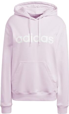 Adidas Felpa da Donna Essentials Linear con Cappuccio, Rosa Trasparente/Bianco, XL