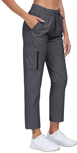 MoFiz Jinshi Pantaloni Escursionismo Donna Pantaloni da Cargo Jogging Leggeri Impermeabi Asciugatura Rapida Pantaloni da Trekking Esterno Pantaloni Sportivi Casual Grigio Scuro Taglia L